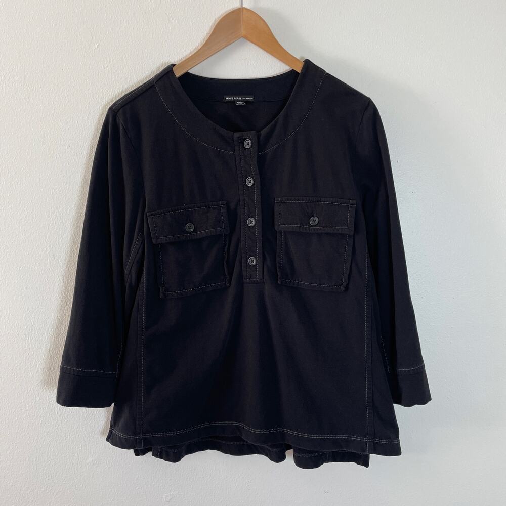 James Perse Shirt Womens Large 3 Chest Pockets Button Front Casual Coastal